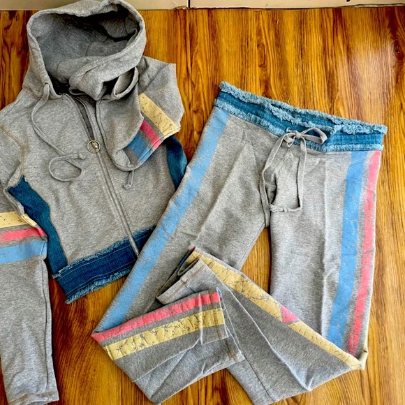 Vtg. HOTKISS French Terry Full Zip Cropped Hooded Active Wear Set Sz XS NEW! - Picture 3 of 4